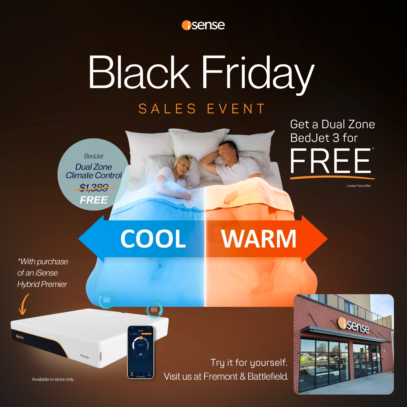 iSense Hybrid Mattress + Dual Zone Bedjet Bundle